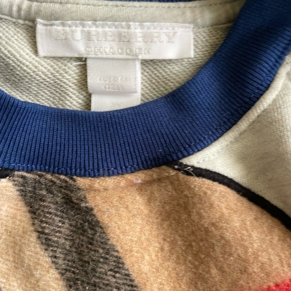 Burberry Men's Sweater in Cream, Blue, and Brown
